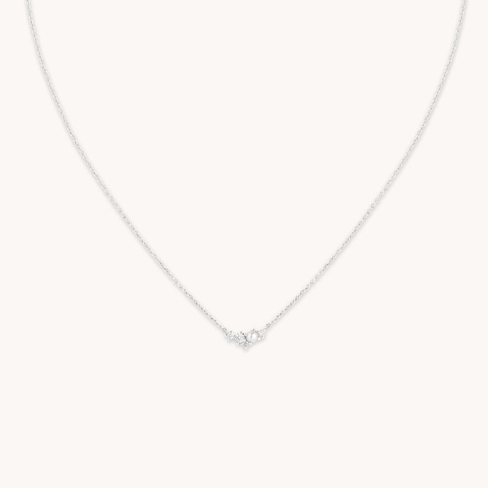 Lab Diamond & Pearl Cluster Necklace-Astrid &amp; Miyu