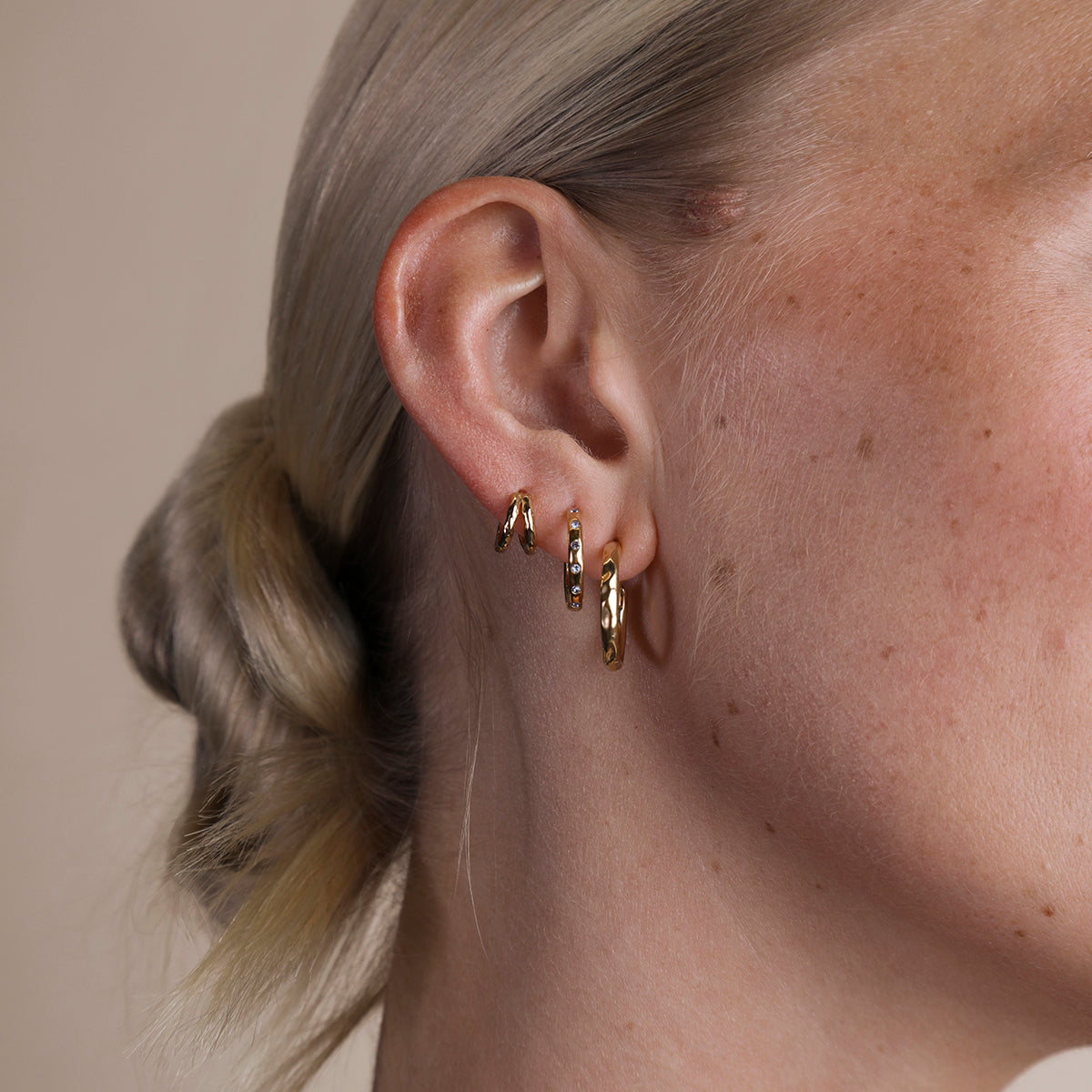 Molten Blue Crystal Hoops in Gold-Astrid &amp; Miyu