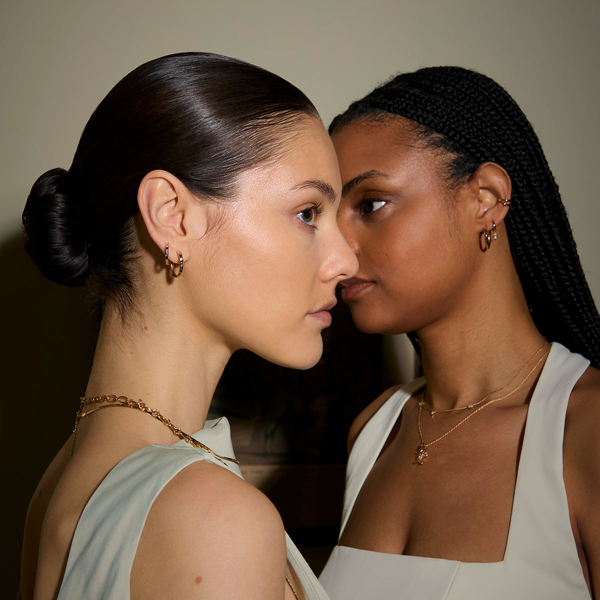 Molten Blue Crystal Hoops in Gold-Astrid &amp; Miyu