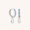 Blue Pear Charm Huggies in Silver-Astrid &amp; Miyu