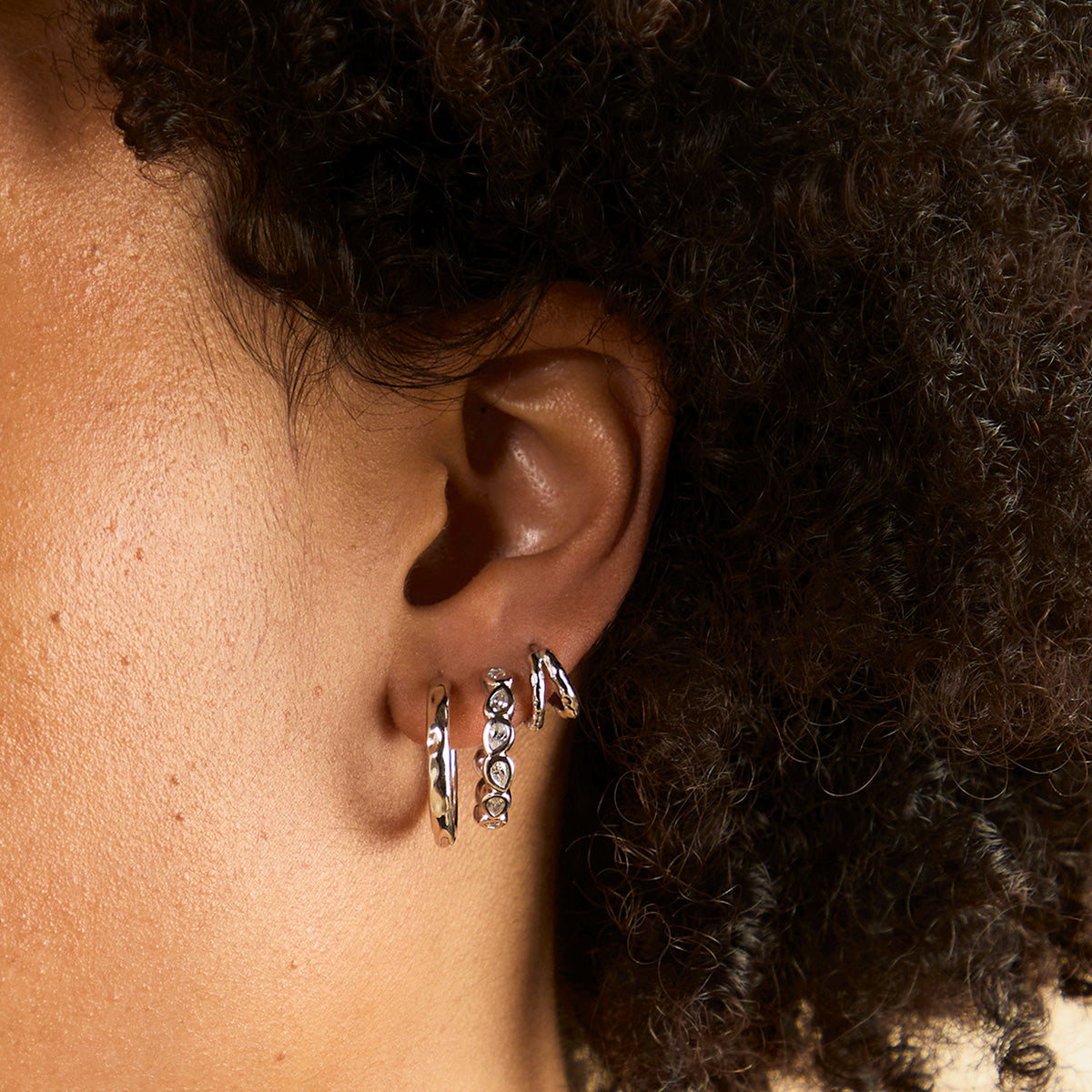 Molten Textured Illusion Huggies in Silver-Astrid &amp; Miyu