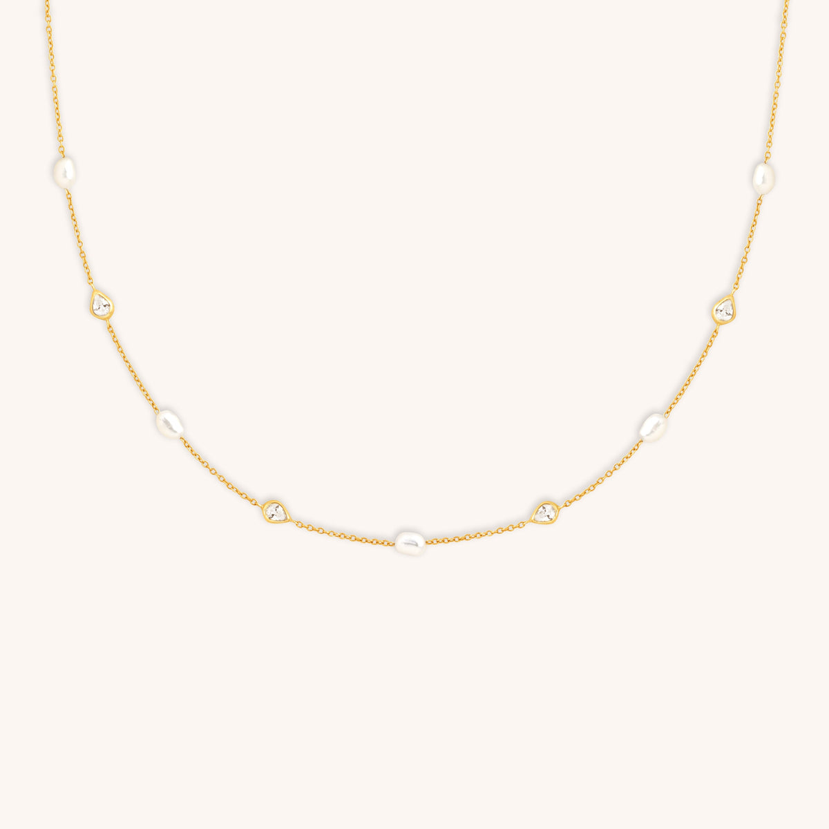 Pearl & Crystal Charm Necklace in Gold-Astrid &amp; Miyu