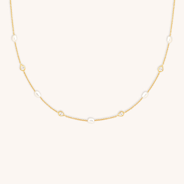 Pearl & Crystal Charm Necklace in Gold-Astrid &amp; Miyu