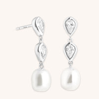 Pear Bezel & Pearl Drop Studs-Astrid &amp; Miyu