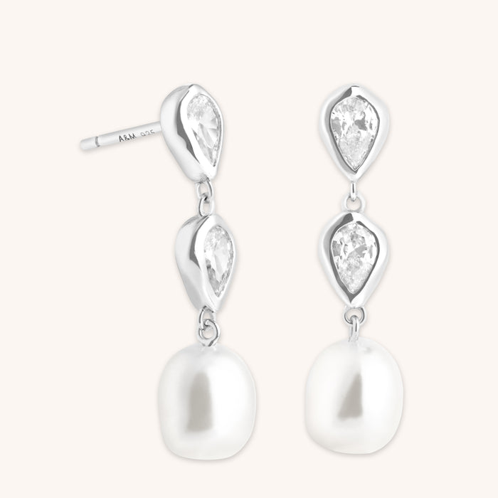 Pear Bezel & Pearl Drop Studs-Astrid &amp; Miyu