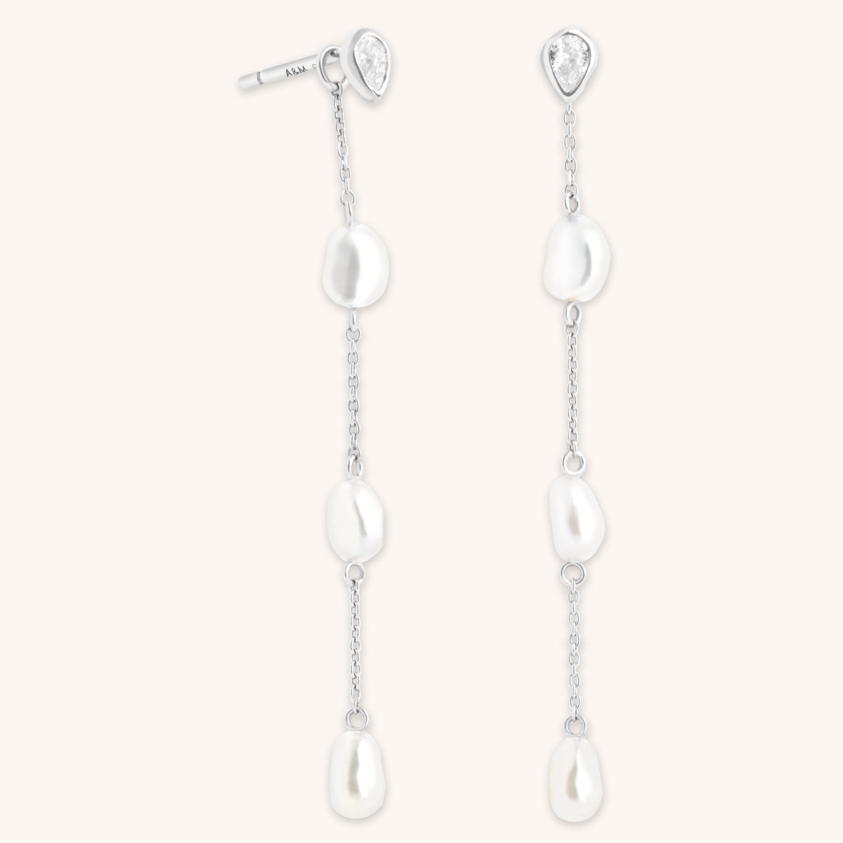 Pearl Chain Drop Studs-Astrid &amp; Miyu