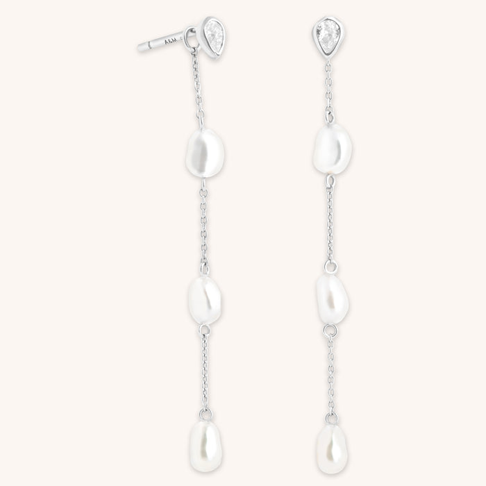 Pearl Chain Drop Studs-Astrid &amp; Miyu