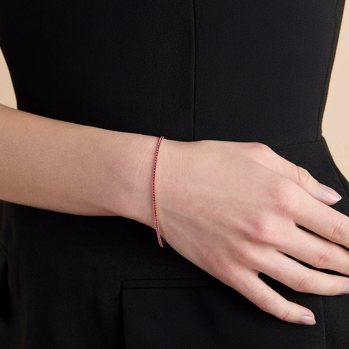 Pink Tennis Chain Bracelet in Gold-Astrid &amp; Miyu