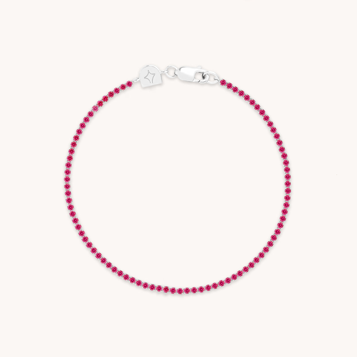 Pink Tennis Chain Bracelet in Silver-Astrid &amp; Miyu