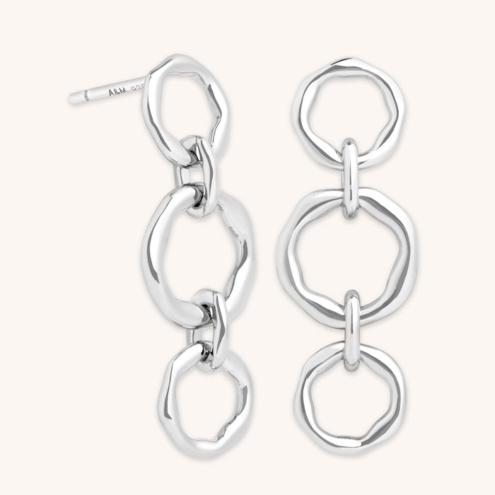 Molten Link Drop Studs in Silver-Astrid &amp; Miyu