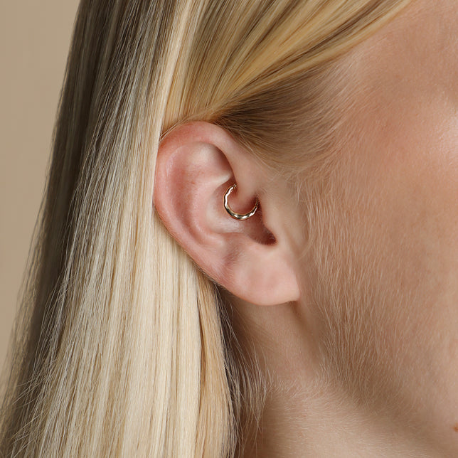 Molten Daith Ring in Solid Gold-Astrid &amp; Miyu