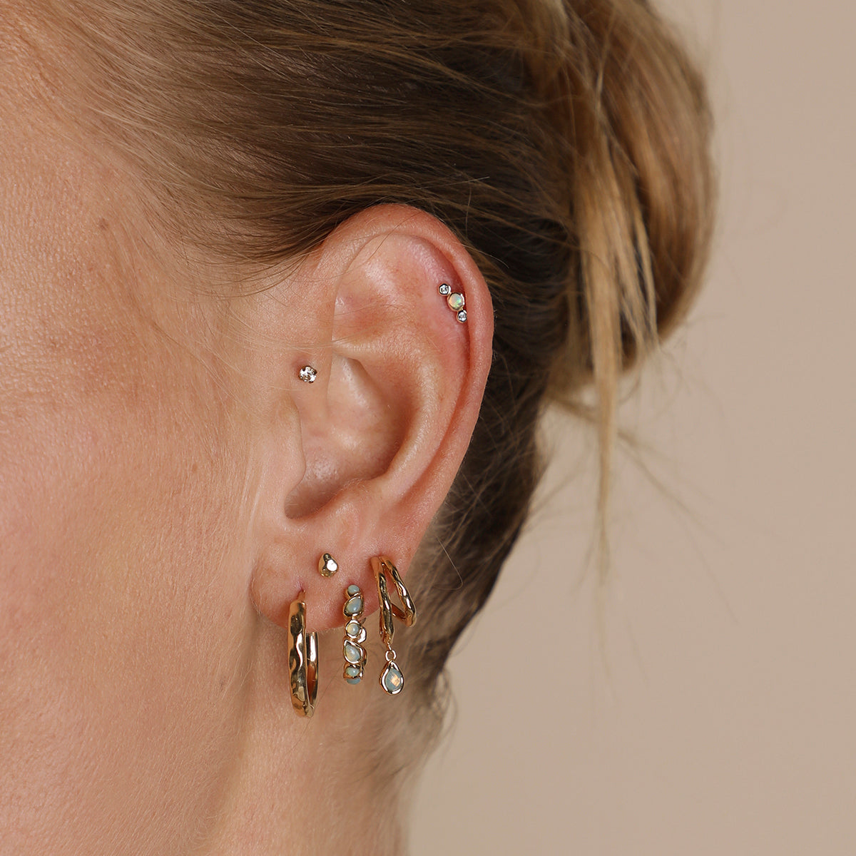 Molten Piercing Stud in Solid Gold-Astrid &amp; Miyu