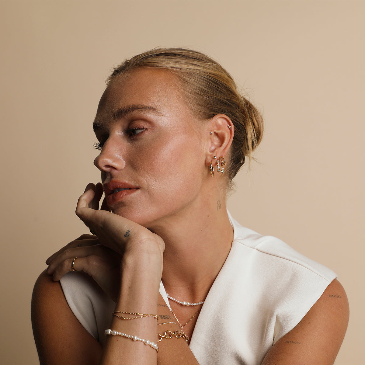 Molten Opal Cluster Piercing Stud in Solid Gold-Astrid &amp; Miyu