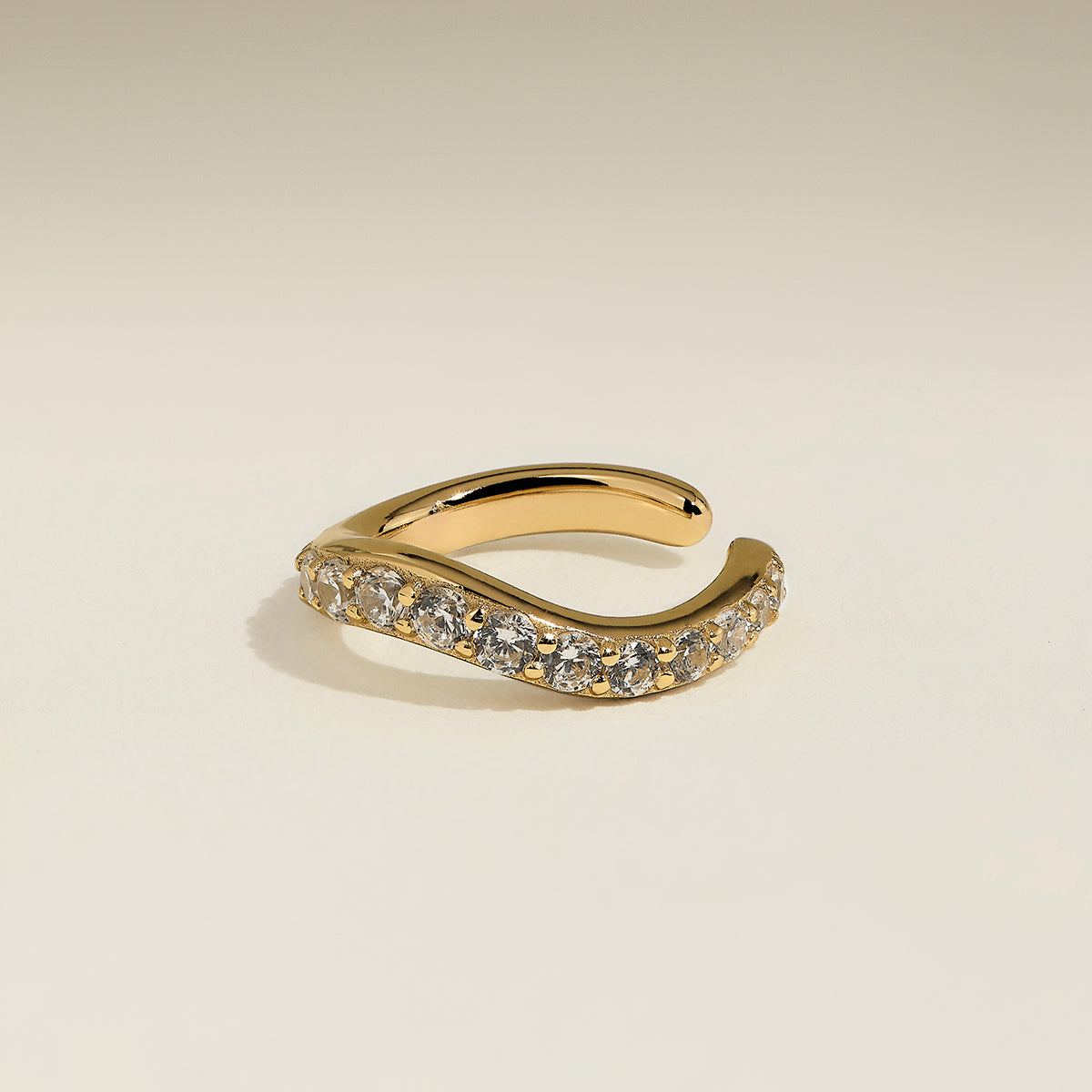 Wave Crystal Ear Cuff in Gold-Astrid &amp; Miyu