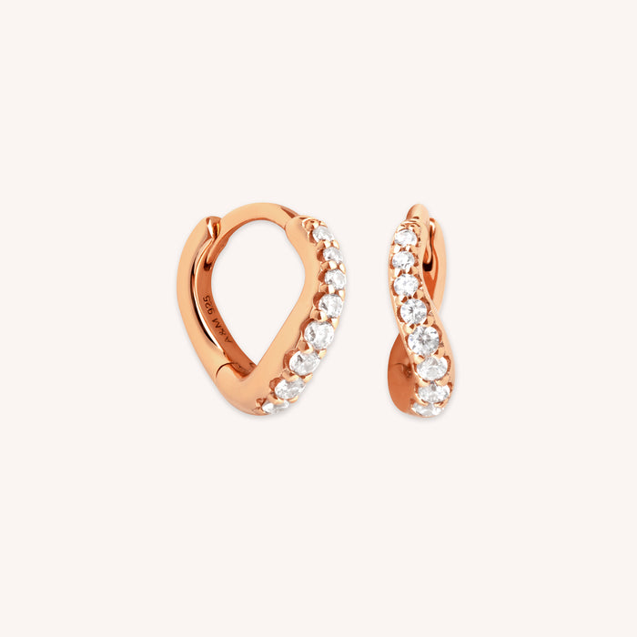 Wave Crystal Huggies in Rose Gold-Astrid &amp; Miyu