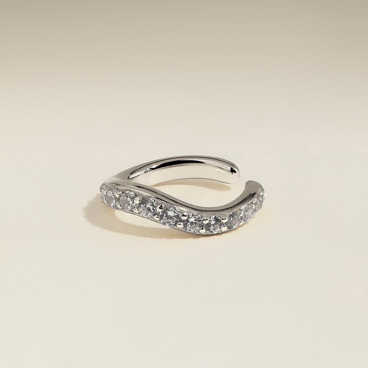 Wave Crystal Ear Cuff in Silver-Astrid &amp; Miyu
