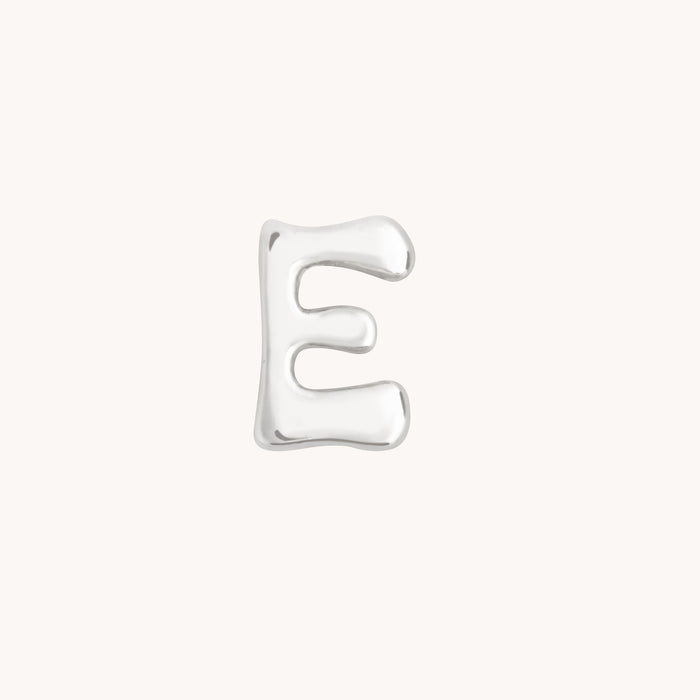 E Initial Click Charm in Solid White Gold-Astrid &amp; Miyu