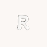 R Initial Click Charm in Solid White Gold-Astrid &amp; Miyu