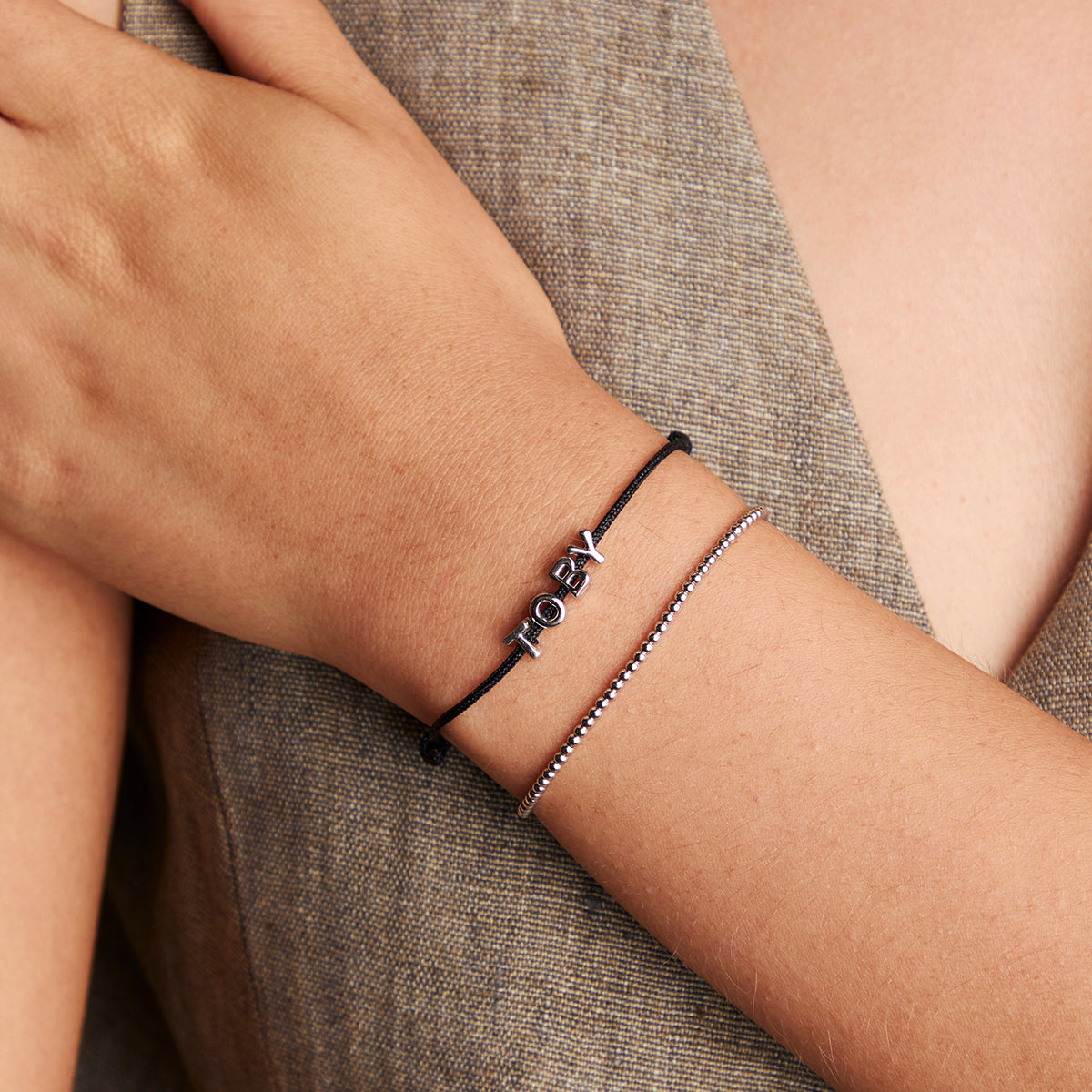 T Initial Click Charm in Solid White Gold-Astrid &amp; Miyu