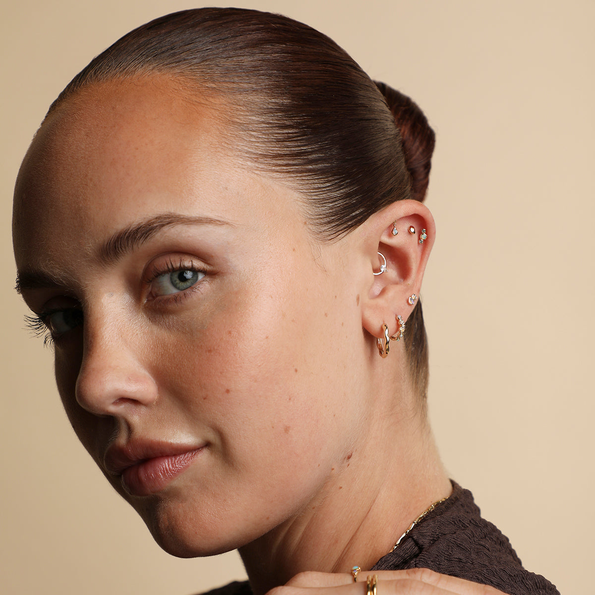 Molten Hoops in Solid Gold-Astrid &amp; Miyu