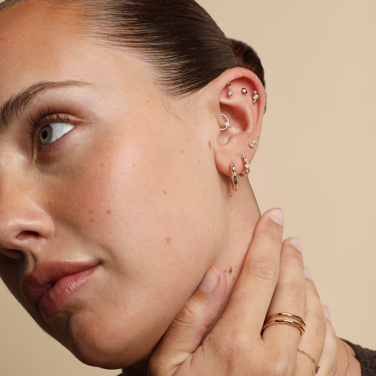 Opal Duo Studs in Solid Gold-Astrid &amp; Miyu