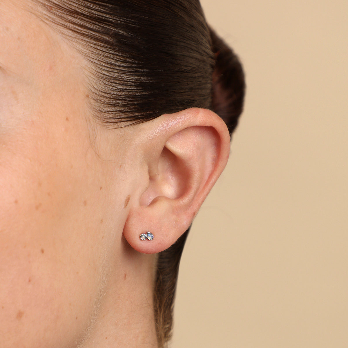 Opal Duo Studs in Solid White Gold-Astrid &amp; Miyu