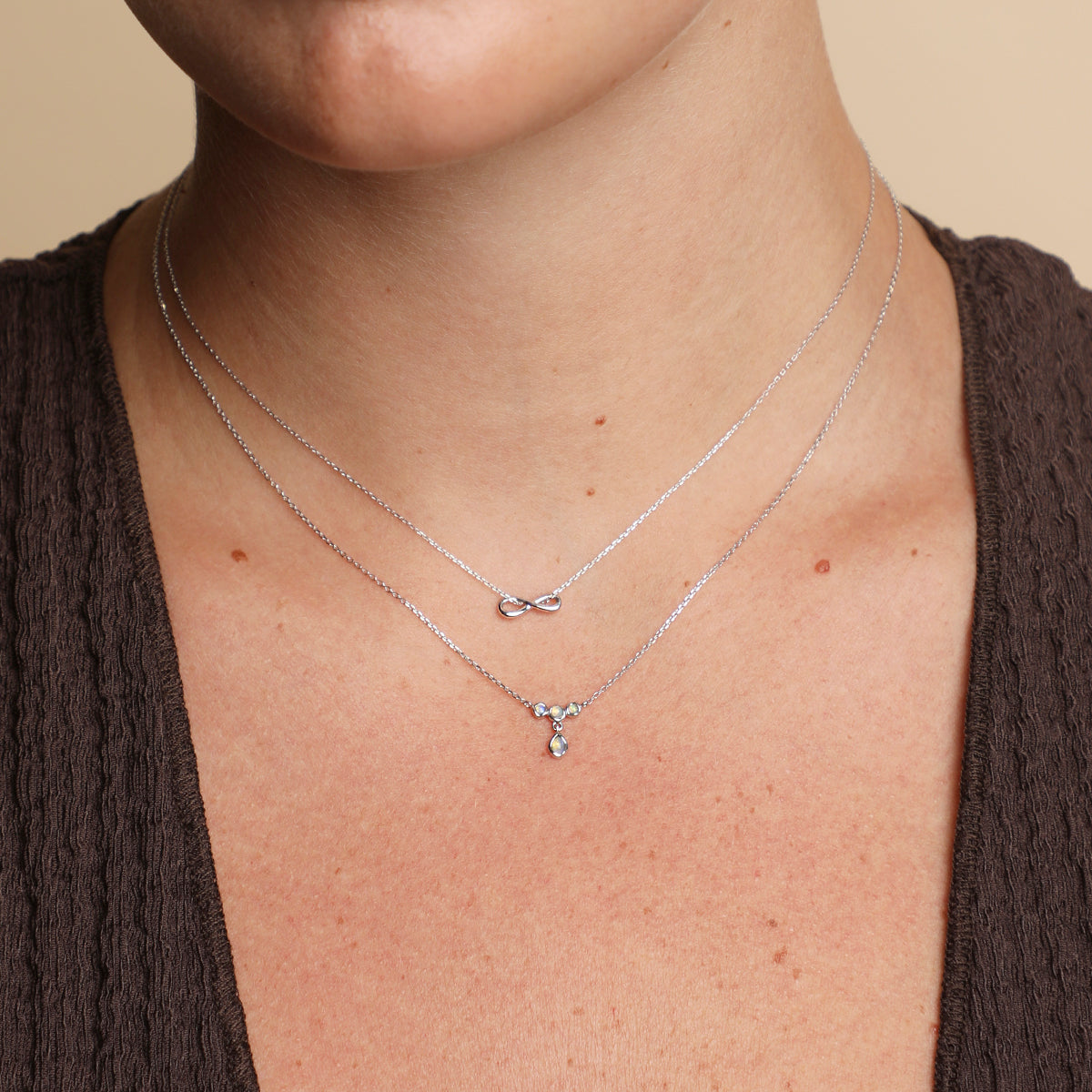 Opal Cluster Pendant in Solid White Gold-Astrid &amp; Miyu