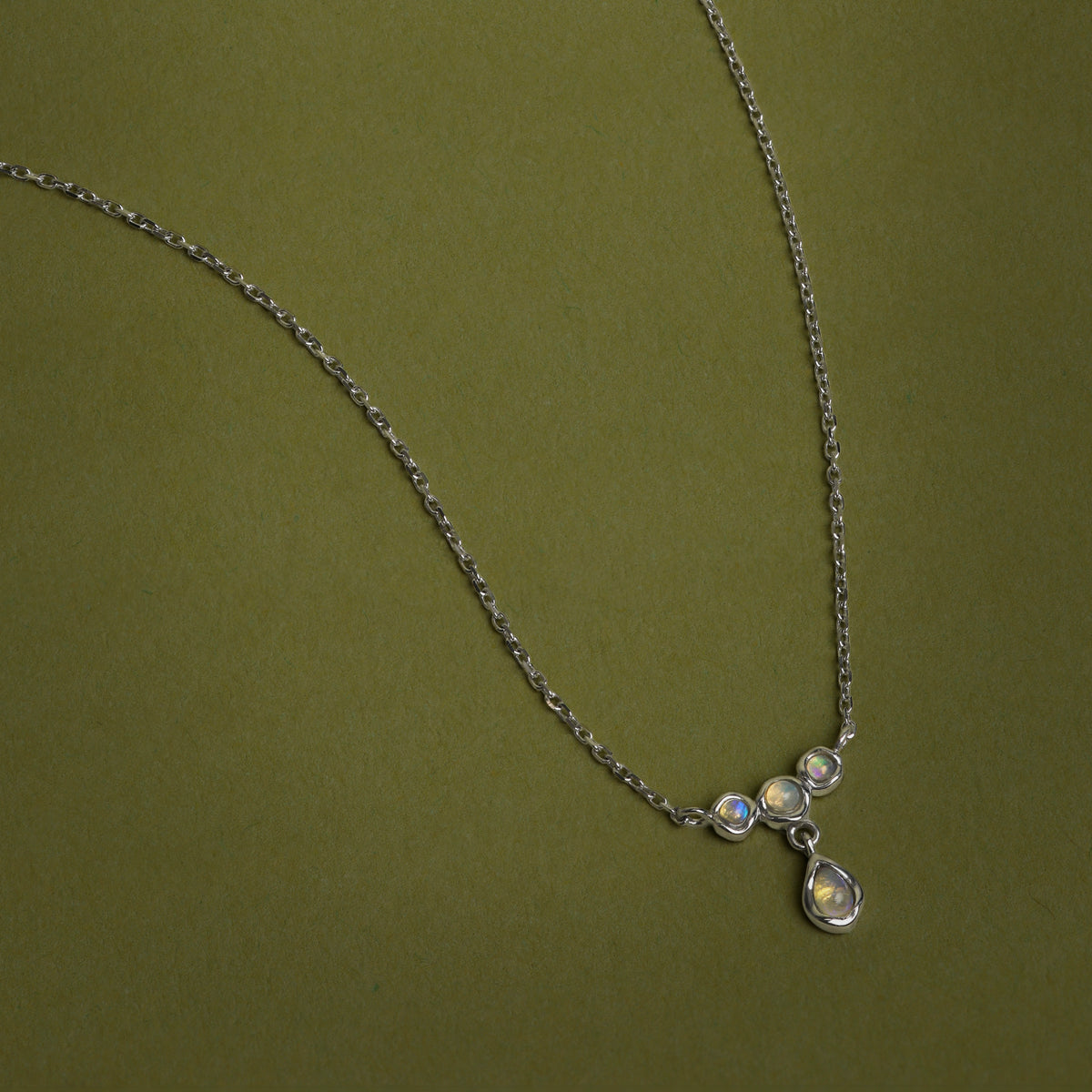 Opal Cluster Pendant in Solid White Gold-Astrid &amp; Miyu