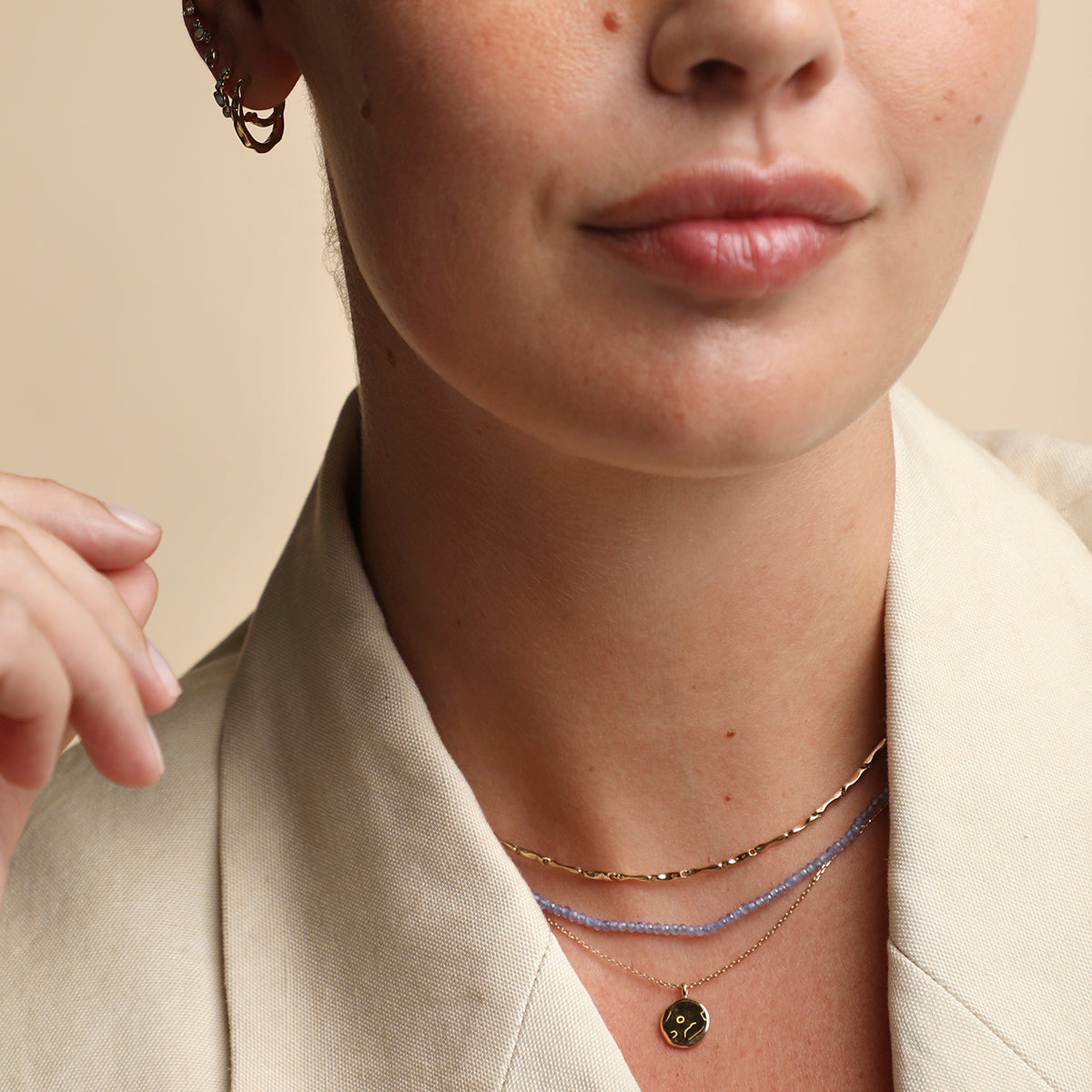 Molten Coin Pendant in Solid Gold-Astrid &amp; Miyu