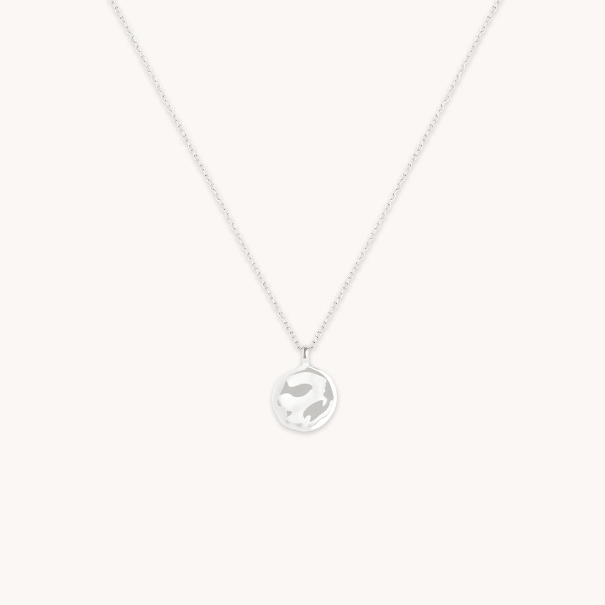 Molten Coin Pendant in Solid White Gold-Astrid &amp; Miyu