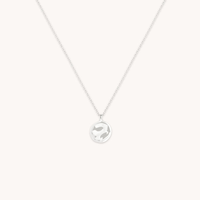 Molten Coin Pendant in Solid White Gold-Astrid &amp; Miyu