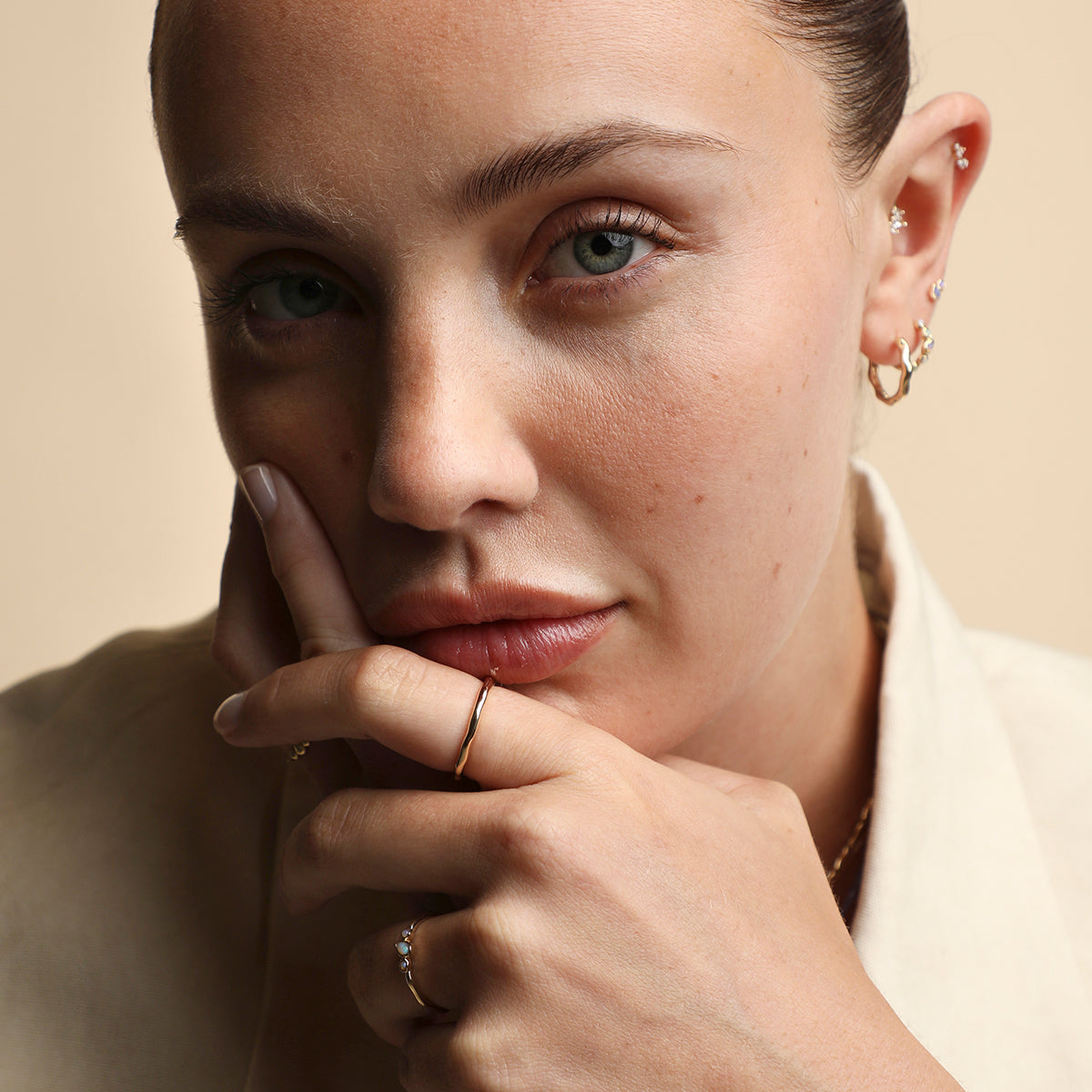 Molten Band Ring in Solid Gold-Astrid &amp; Miyu