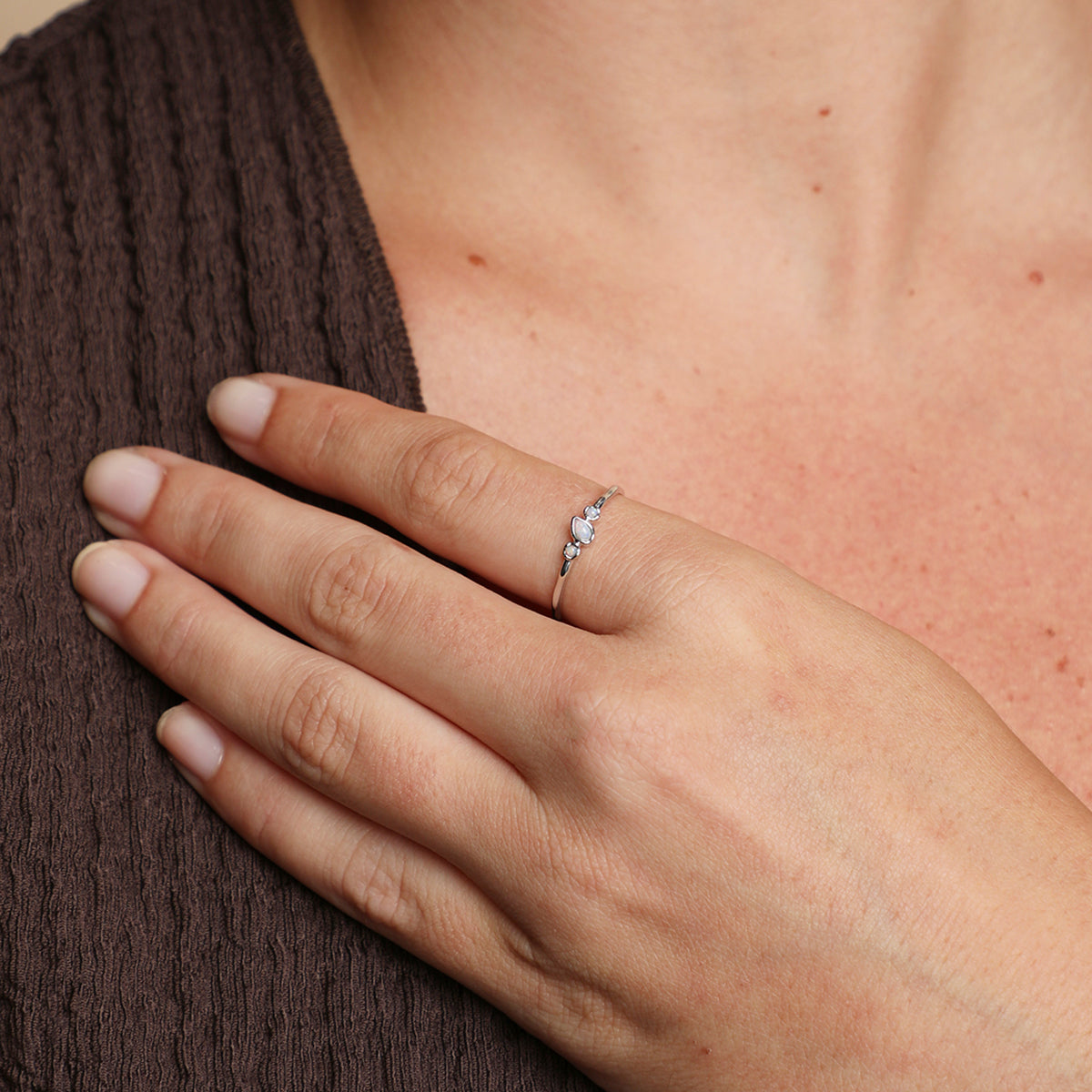 Molten Opal Cluster Ring in Solid White Gold-Astrid &amp; Miyu