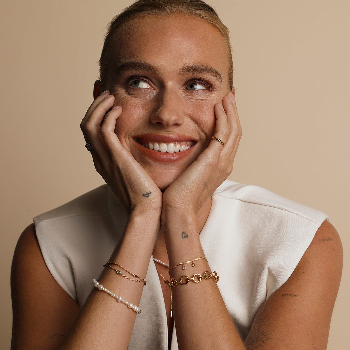 Opal Charm Double Bracelet in Gold-Astrid &amp; Miyu