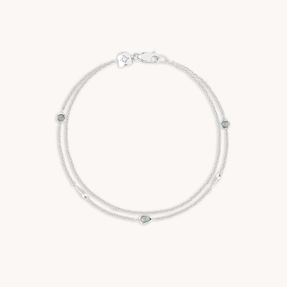 Opal Charm Double Bracelet in Silver-Astrid &amp; Miyu