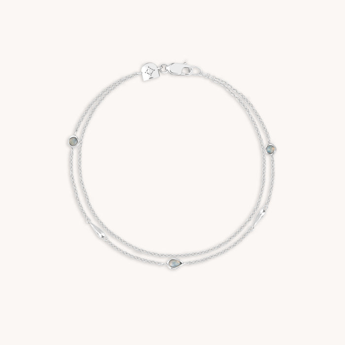 Opal Charm Double Bracelet in Silver-Astrid &amp; Miyu