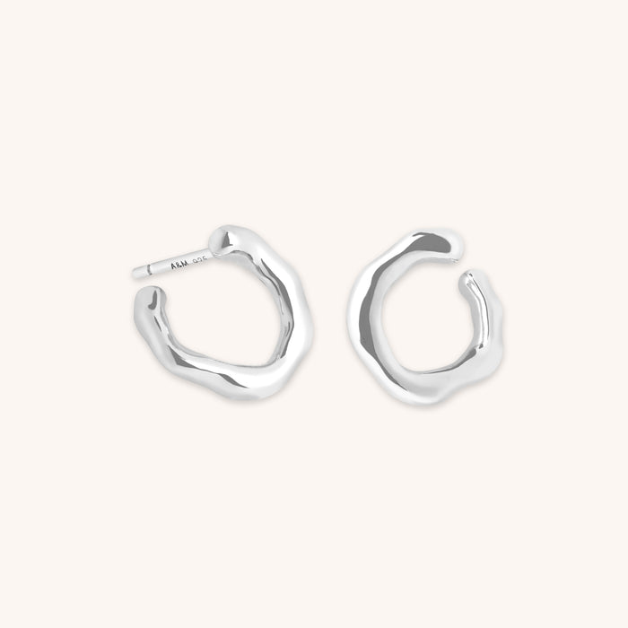 Molten Orbit Small Hoops in Silver-Astrid &amp; Miyu