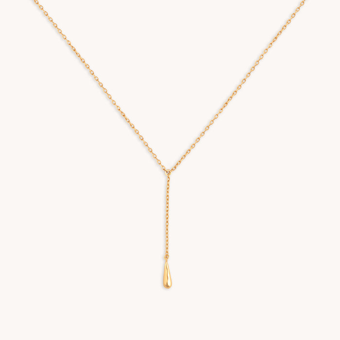 Molten Charm Lariat Necklace in Gold-Astrid &amp; Miyu
