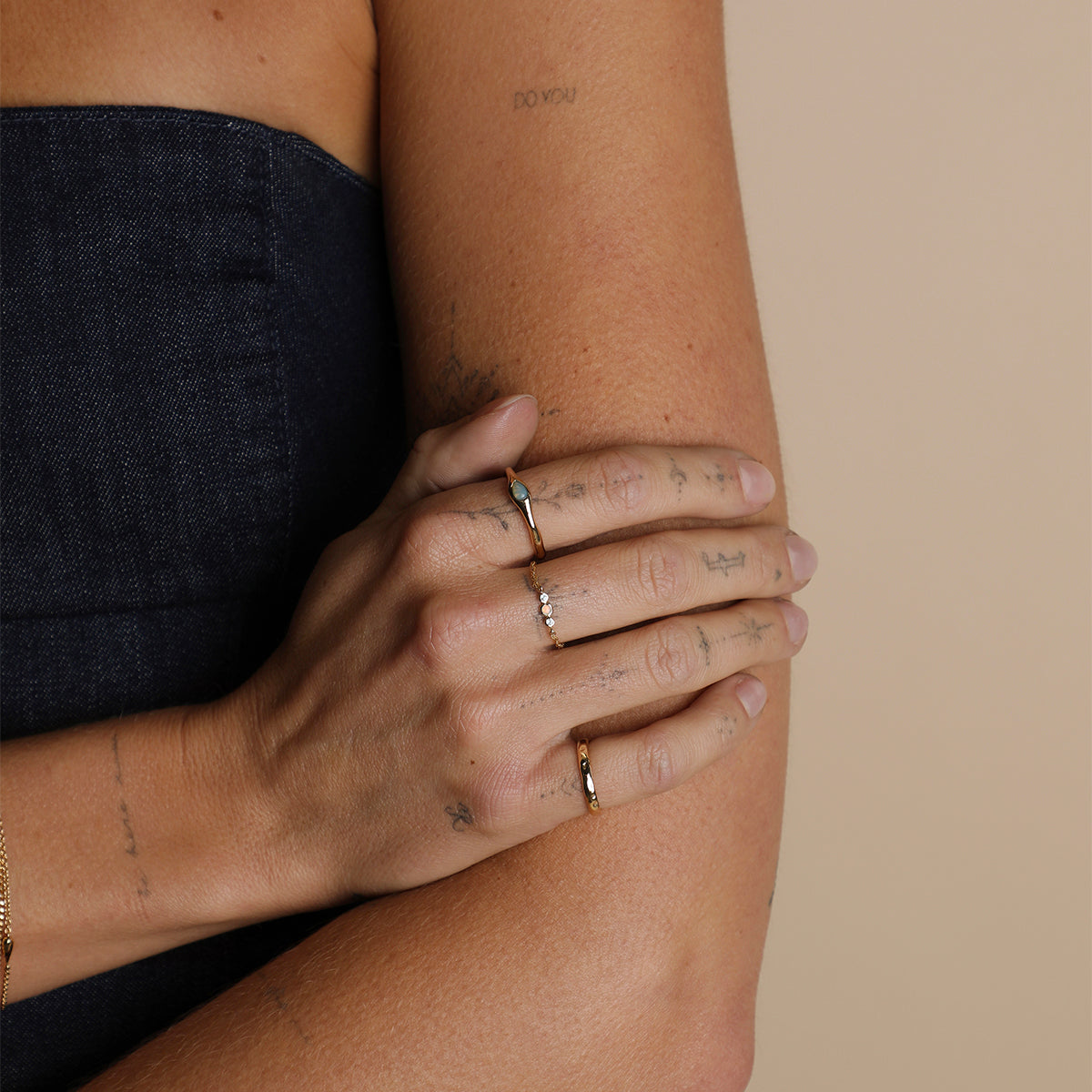 Opal Pear Band Ring in Gold-Astrid &amp; Miyu