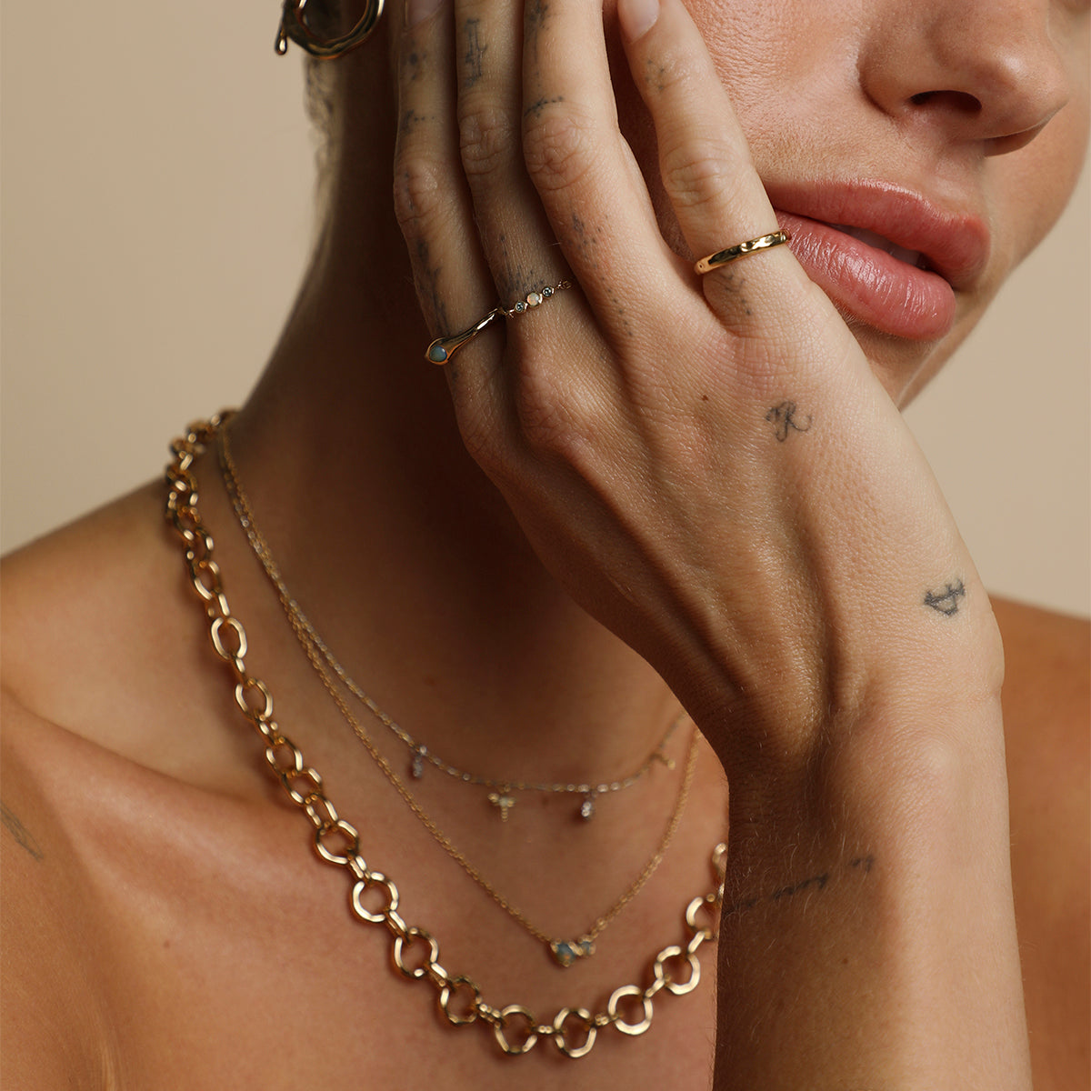 Opal Pear Band Ring in Gold-Astrid &amp; Miyu