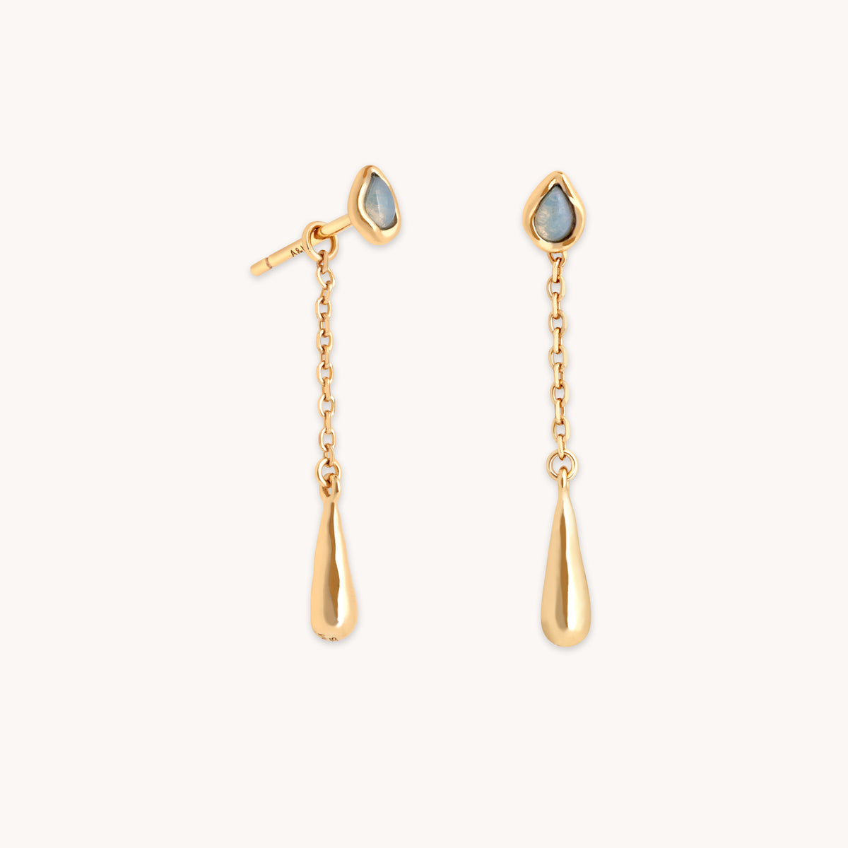 Opal Pear Chain Drop Studs in Gold-Astrid &amp; Miyu