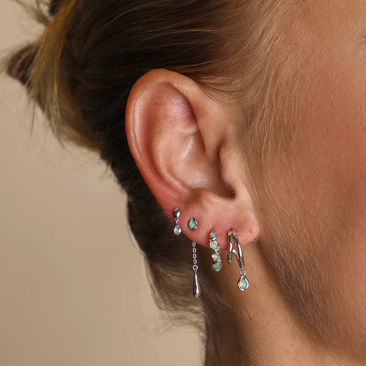 Opal Charm Drop Studs in Silver-Astrid &amp; Miyu