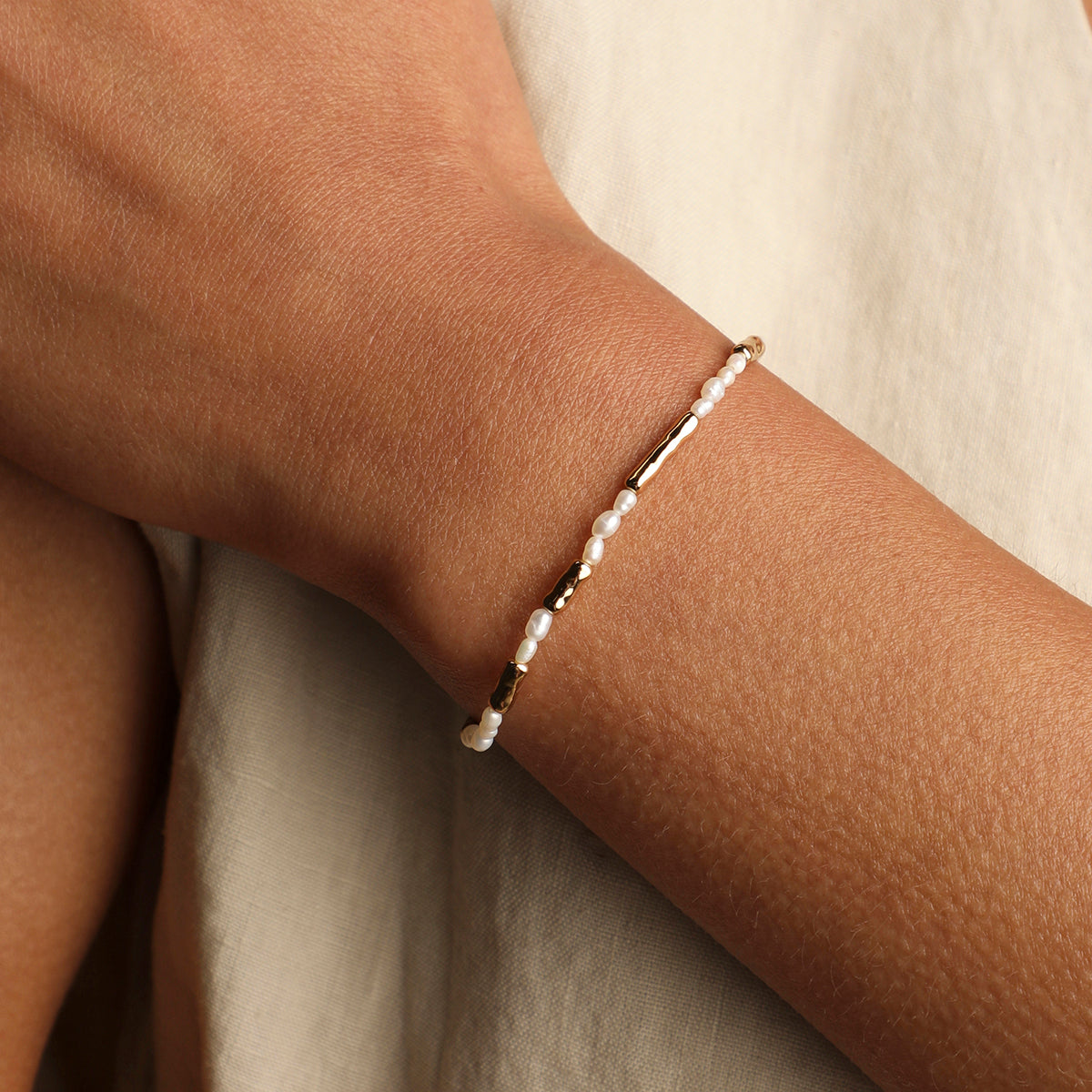 Molten Pearl Bracelet in Gold-Astrid &amp; Miyu