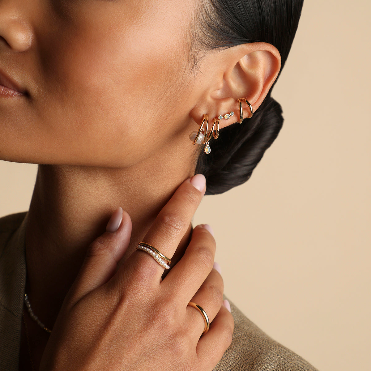 Molten Illusion Ear Cuff in Gold-Astrid &amp; Miyu
