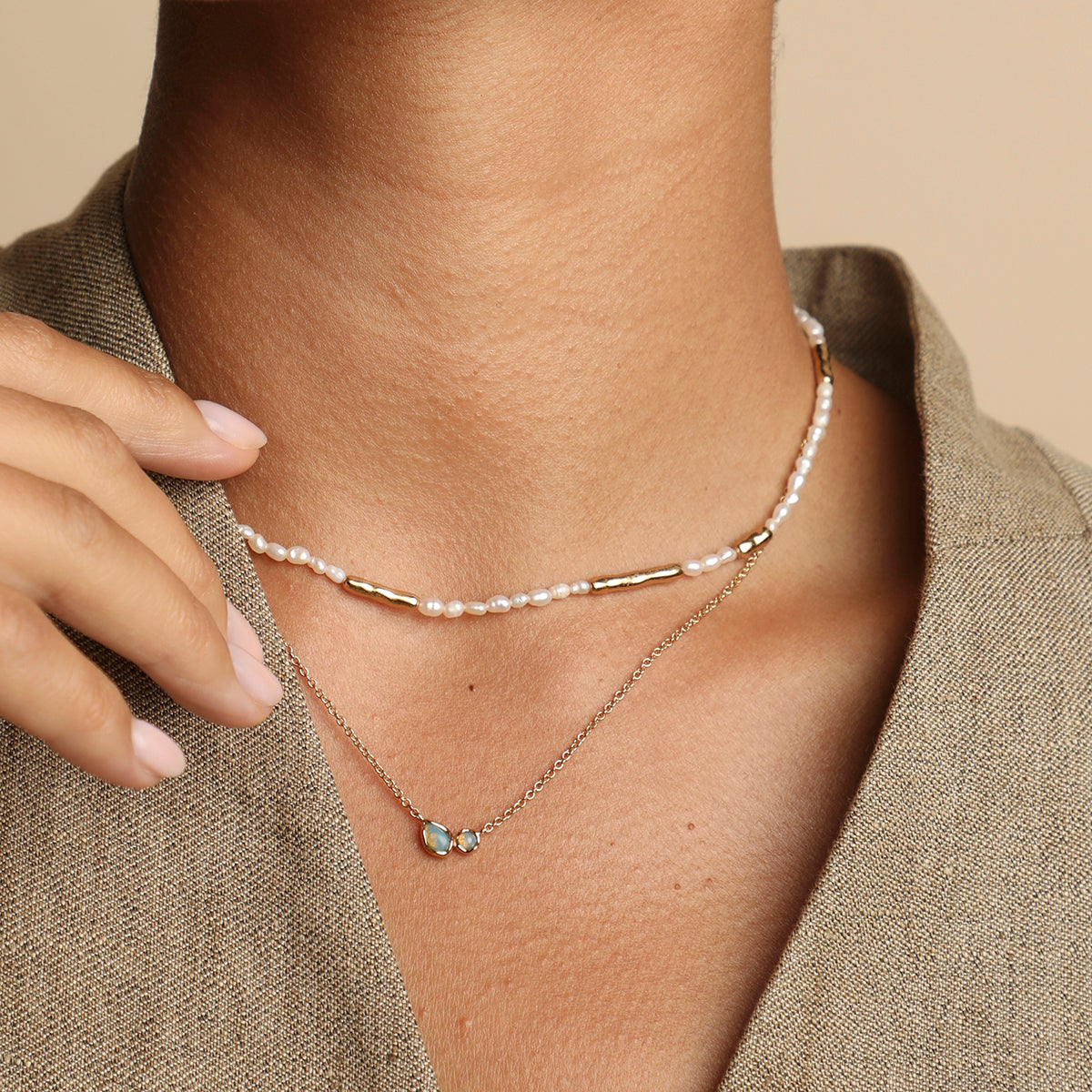 Molten Pearl Necklace in Gold-Astrid &amp; Miyu