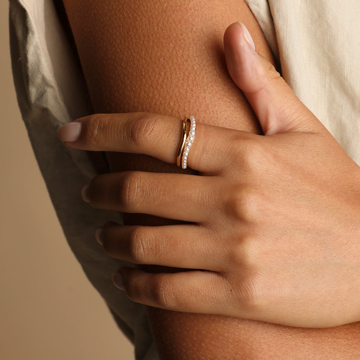 Molten Illusion Pearl Ring in Gold-Astrid &amp; Miyu