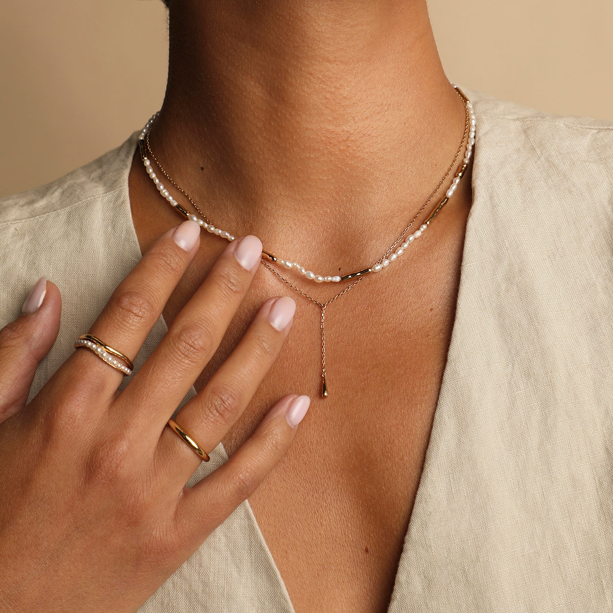 Molten Illusion Pearl Ring in Gold-Astrid &amp; Miyu