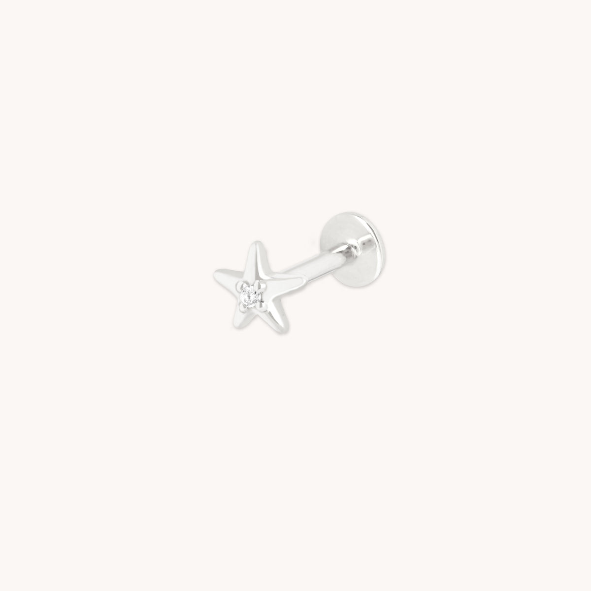 Diamond Star Medium Piercing Stud in Solid White Gold-Astrid &amp; Miyu