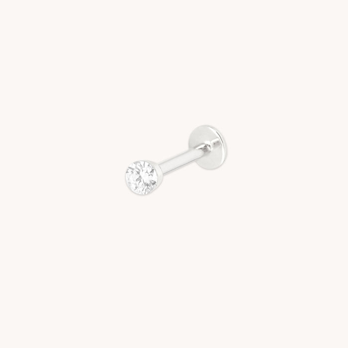 Floating Diamond Large Piercing Stud in Solid White Gold-Astrid &amp; Miyu