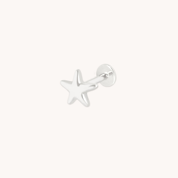 Star Large Piercing Stud in Solid White Gold-Astrid &amp; Miyu